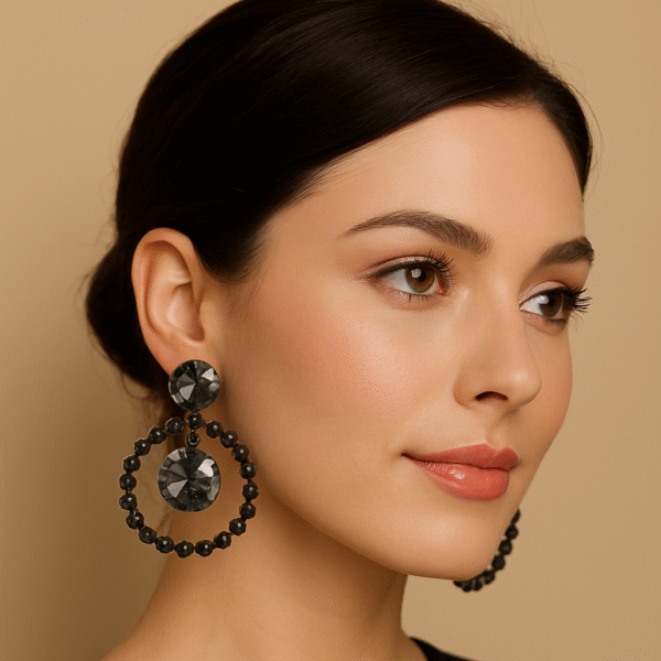 Black Hoop Earrings for Women