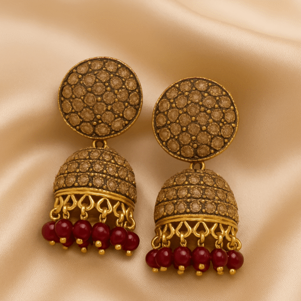 Chandbali Golden Jhumka Earrings