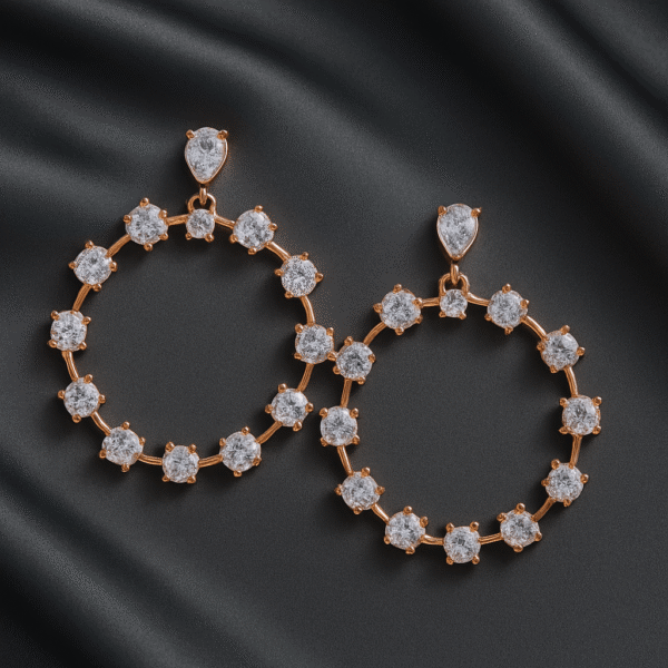 Celestia Rose Gold Crystal Hoops Chandbali Earrings